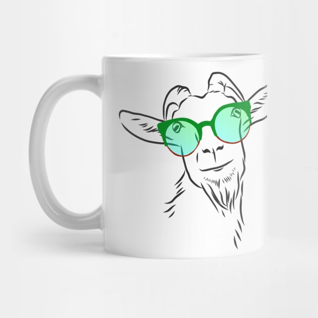 cheerful goat in fashionable glasses by Elala